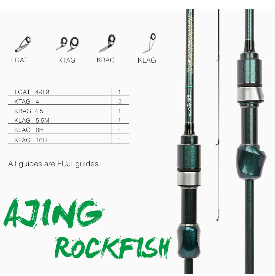 TSURINOYA ловкость 722 2,19 м UL все аксессуары FUJI спиннинговое удилище AJING удилище маленькая приманка, выделенная Удочка Rockfish