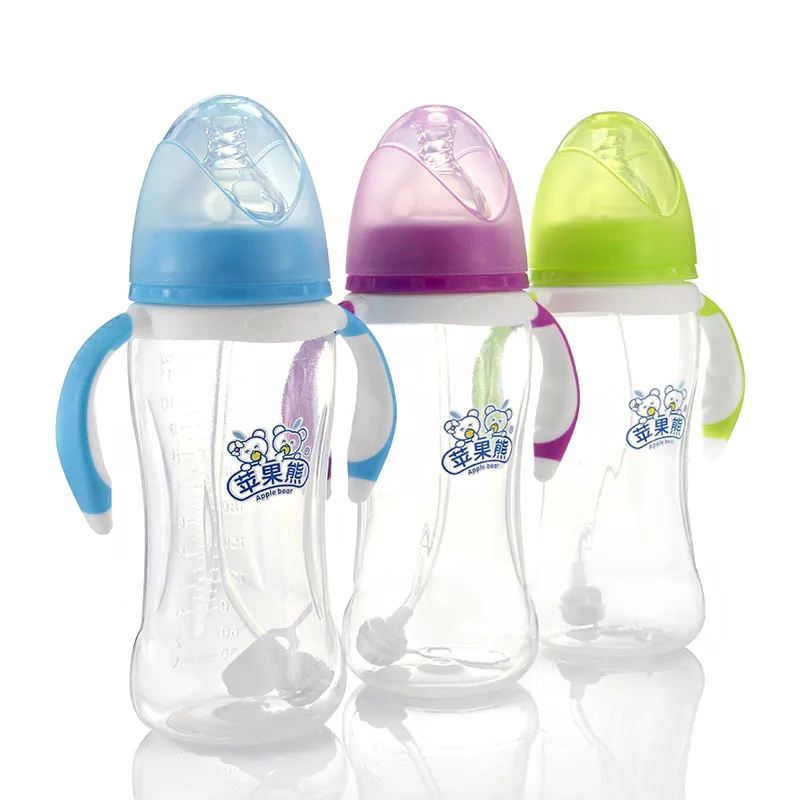 330 мл для бутылочки для новорожденных широкий рот Пластик детские бутылочки с молоком соломы бутылки воды Еда Класс BPA бесплатно