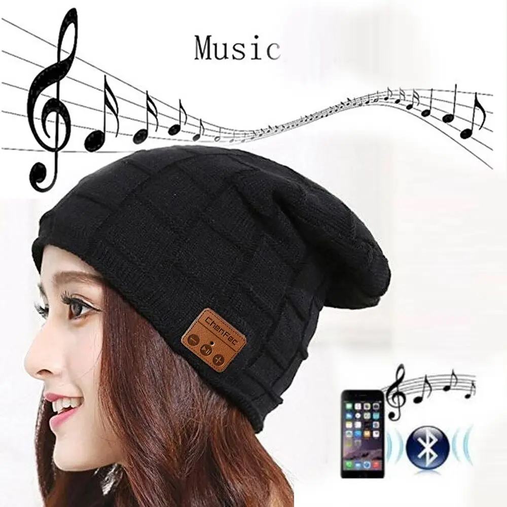 2017 Fashion Beanie Hat Wireless Bluetooth Earphone Smart Phone Headset Speaker Mic Winter Outdoor Sport Stereo Music Hat Cap