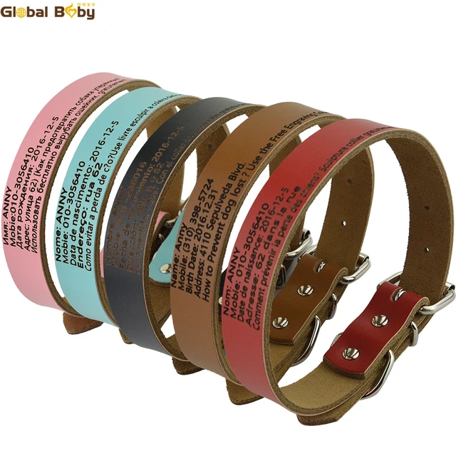 global baby cow leather preventing lost personalized dog collars