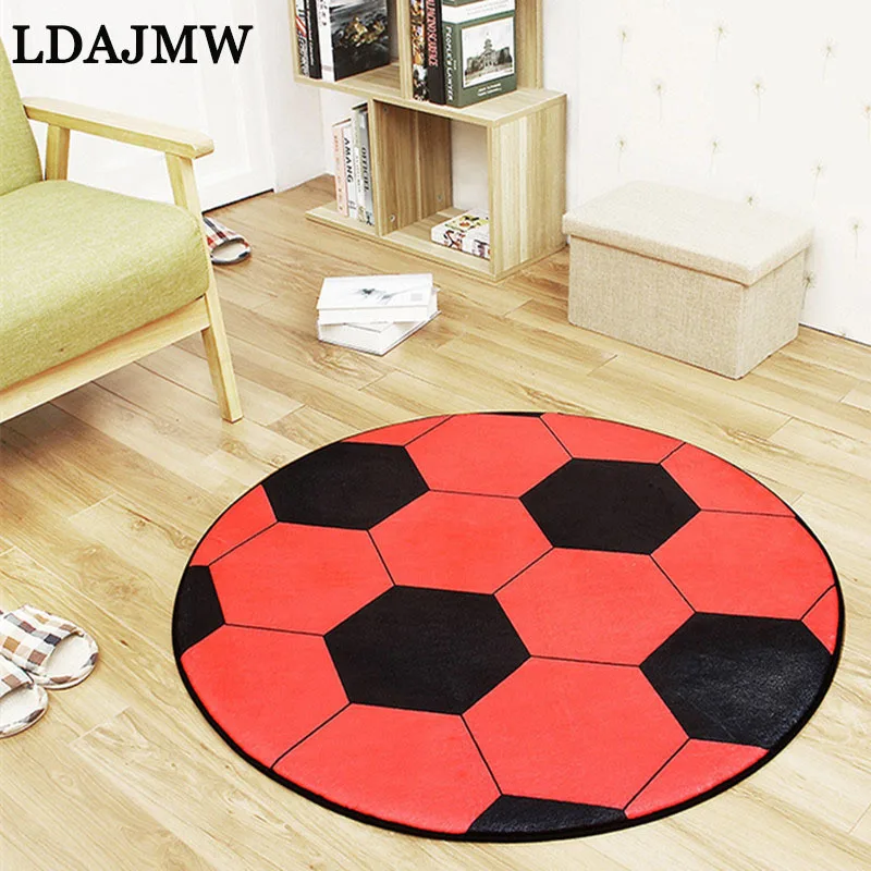 LADJMW Новый полиэстер Anti slip Ball Круглый ковер компьютерный стул площадку Футбол