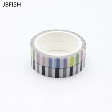 JBFISH The Color Gradient Stripes Decorative Tape Washi Tape Diy Scrapbooking School Stationery Tape 2034