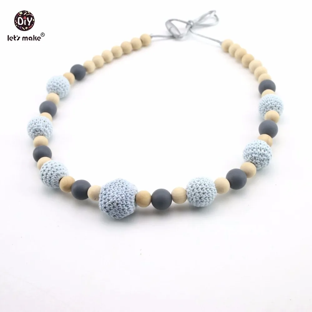 

Let's Make Chew Crochet Beads Baby Shower Gift Handmade DIY Teething Necklace Baby Nursing Accessories Necklace Wooden Teether