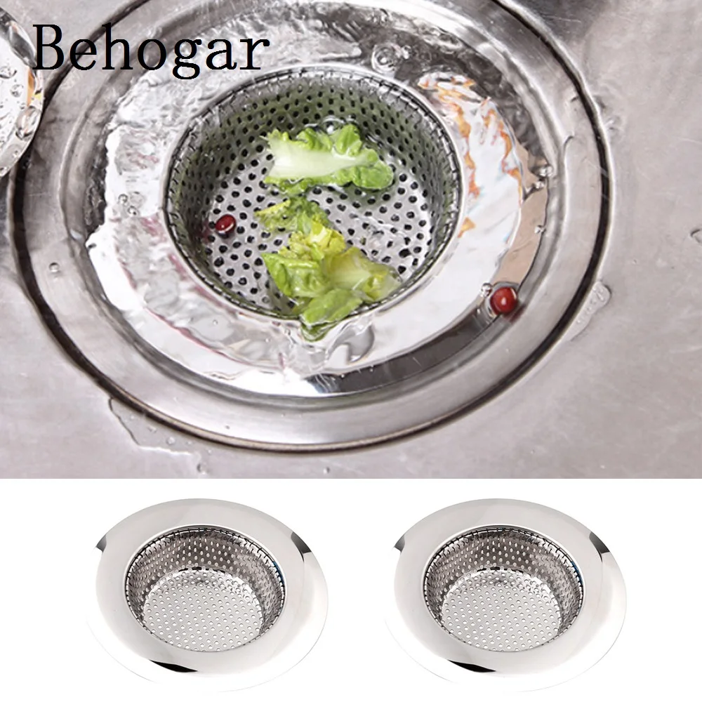 Behogar 2pcs Sink Tub Strainer Stainless Steel Drain Filter for Home