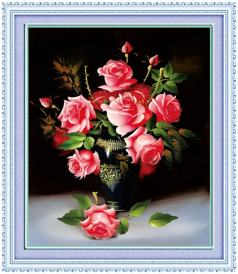 

Needlework,DMC DIY Cross stitch,Embroidery kit set, Red rose Flower Cross-Stitch decoration painting wall decor Wholesale Gift