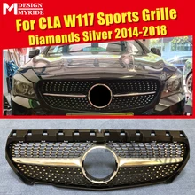 For W117 mesh ABS Sliver Without emblem Diamond grille For Benz W117 CLA180 CLA200 CLA250 CLA45 Sliver Front mesh Grille 2014-18 2014 nice sliver baja
