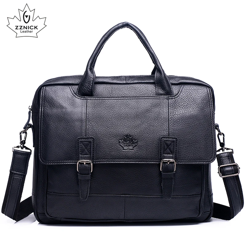 Мужской портфель, портфель для ноутбука, натуральная кожа, сумка, сумка,, откидная крышка, бизнес ноутбук, повседневная большая сумка на плечо ZZNICK