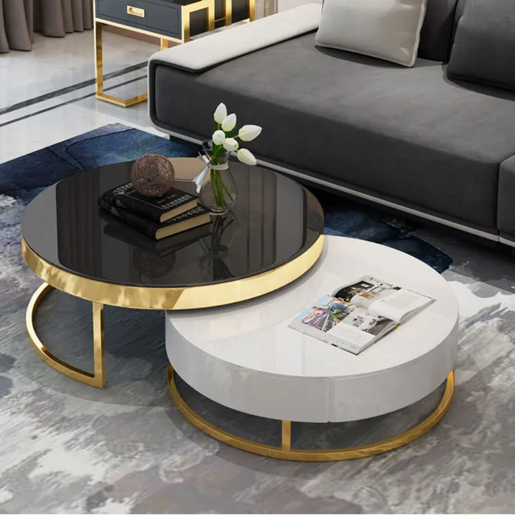 الذهبي يلقي الحديد غرفة المعيشة نهاية طاولة القهوة الحديثة