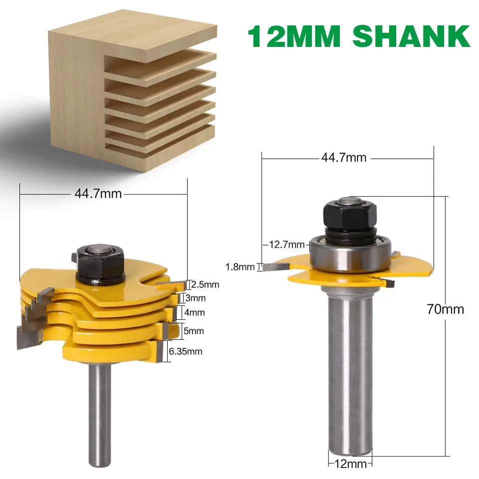 Высокое качество 8 мм 12 мм хвостовик 3 крыла древесины маршрутизатор бит наборы с 6 шт. слот резак стамеска для работы с деревом Tenon резак инструменты
