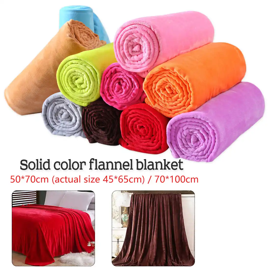 50x70cm 70x100cm Flannel Blanket Super Warm Soft Blankets Throw On Sofa Bed Travel Patchwork Solid Color Bedspread Blankets Aliexpress