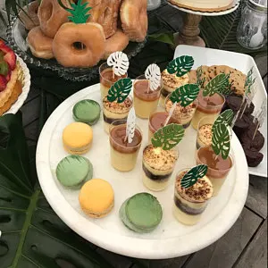 Глиттер Monstera Leaf Cupcake tropical тропический для свадебной вечеринки вечерние украшения пончики