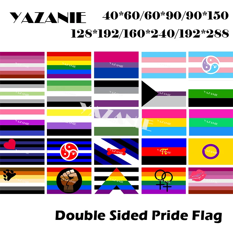 Yazanie Rainbow Lgbt Pride Double Sided Flag Lipstick Lesbian Agender Demisexual Aromantic Asexual Gay Straight Transgender Flag Flags Aliexpress