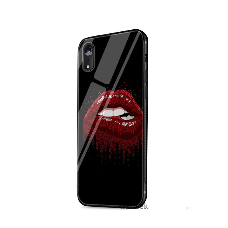 Чехол из закаленного стекла Kiss Me Lips губная помада чехол с румянами для iPhone 6 6s 7 8 X XS XR Max 5 5S SE