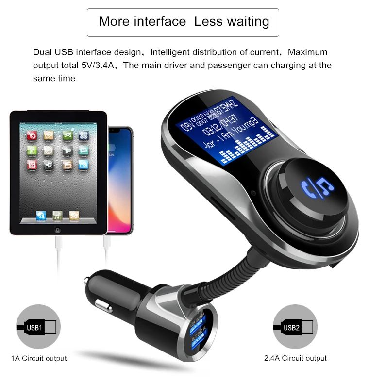 

Siparnuo Bluetooth FM Transmitters QC 3.0 USB Quick Charger 2 USB Car Kit MP3 Player Handsfree TF USB Music Players FLAC BC26
