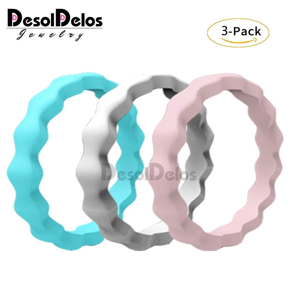 

New 3mm Hypoallergenic Crossfit Flexible Wave Rubber Ring For Women Wedding Rings FDA Food Grade Silicone Finger Ring Gift