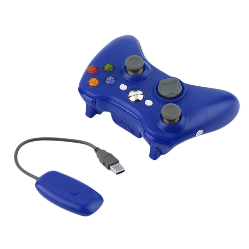 2,4G беспроводной пульт дистанционного управления для Xbox 360 компьютер с ПК приемником с USB геймпадом для microsoft Xbox360 джойстик контроллер - Цвет: Blue