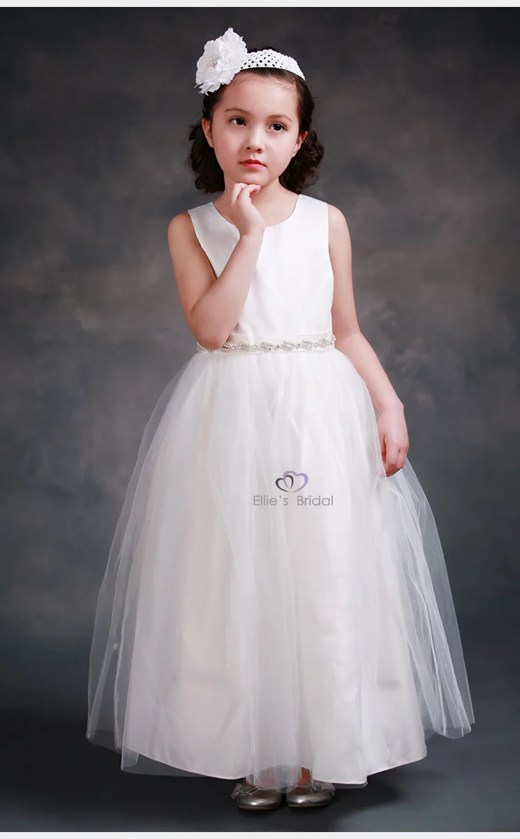 White Flower Girls Dresses For Wedding Gowns Long Spring Pretty Flower