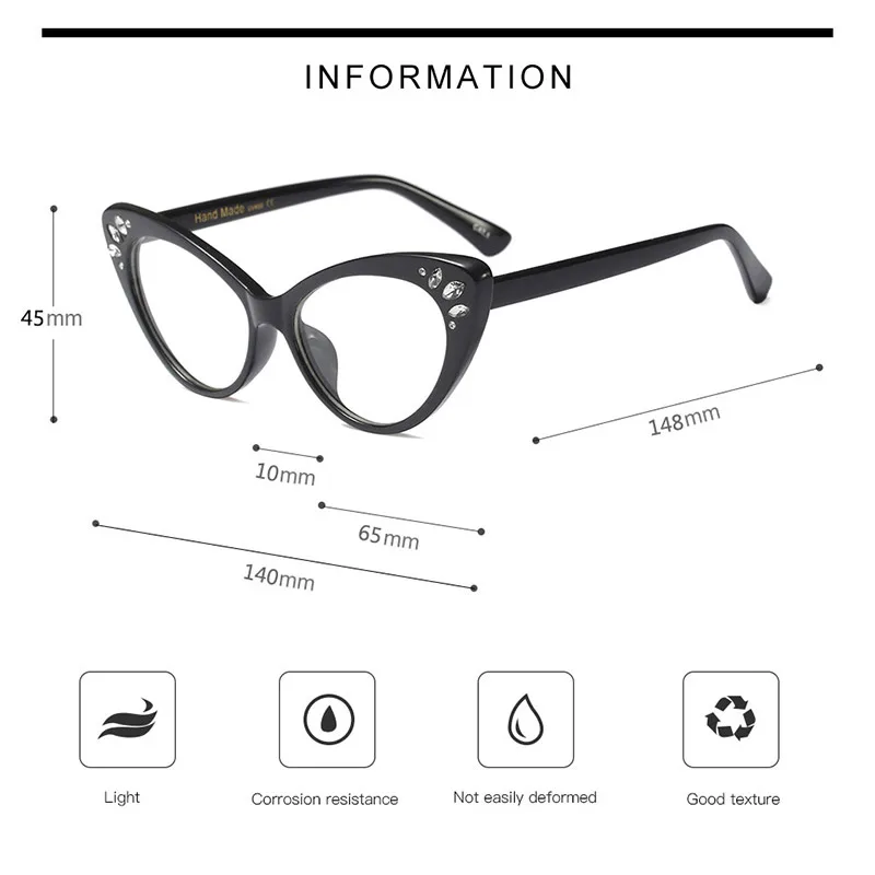Fashion Woman Acetate Optical Eyeglasses Cat-Eye Women Prescription Glasses Frame Female Colorful Spectacles Brand Designer
