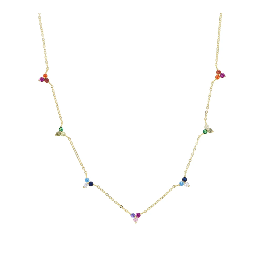 Ожерелье с подвеской из стерлингового серебра 925 пробы разноцветными Фианитами