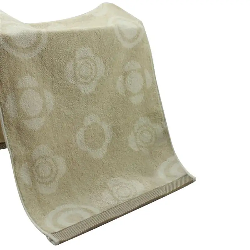 Прямоугольное полотенце для лица удобное прочное Впитывающее Быстросохнущий Хлопковое полотенце с принтом для ванной комнаты полотенце для лица однотонное - Цвет: Khaki