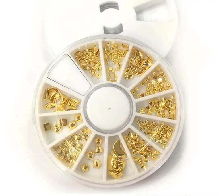 23 стилей розовое золото заклепки шипы для ногтей 3D украшение для ногтей серый Золотое кольцо Звезда Круглый квадратный треугольний различные аксессуары колеса - Цвет: Nail Wheels