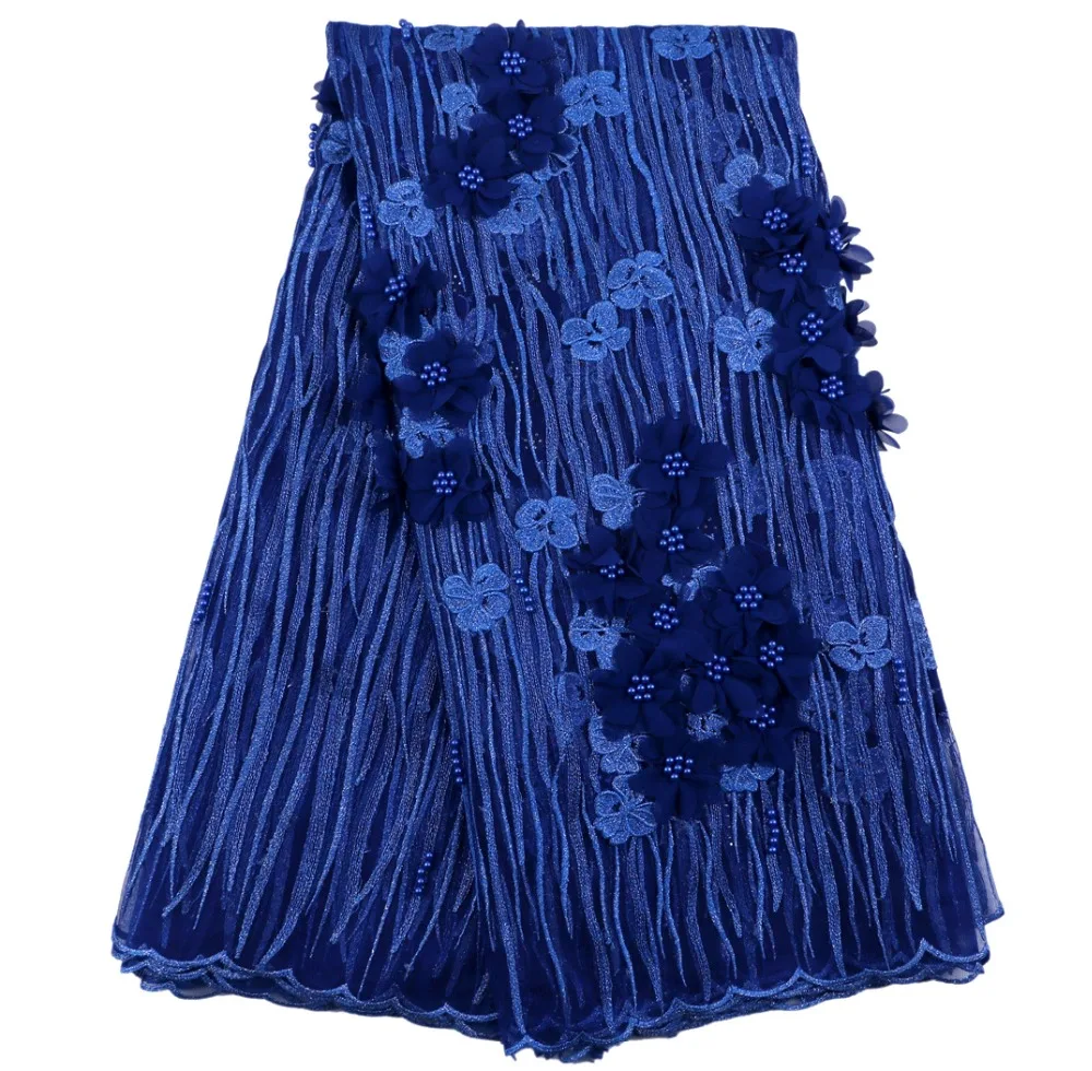

3D New Designs African French Lace Fabric High Quality Nigeria French Net Lace 2017 With Stones and Beaded For Women