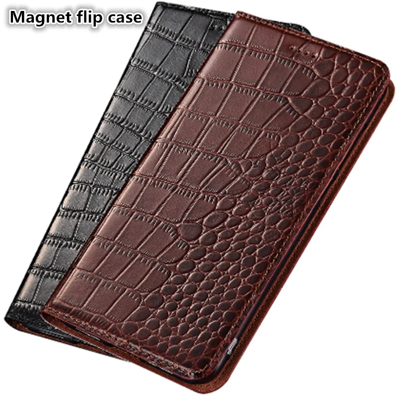 ZD13 Crocodile pattern genuine leathter magnet phone case for font b OnePlus b font font b