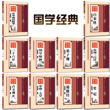 20 шт. детская книга для чтения: Analects/Классика с тремя персонажами/Sun Zi Bing Fa The Art of