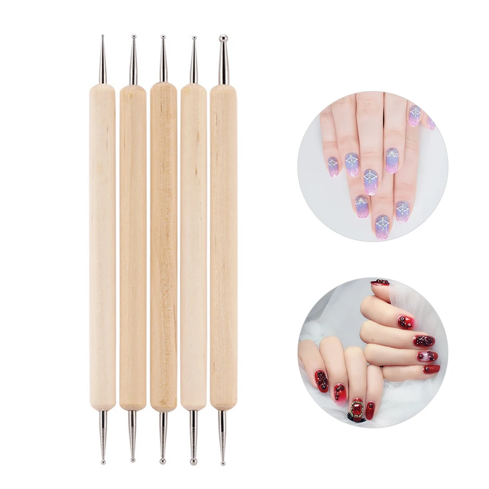5Pcs/Set Nail Dotting Pen 2 Way Manicure Acrylic Polish ...