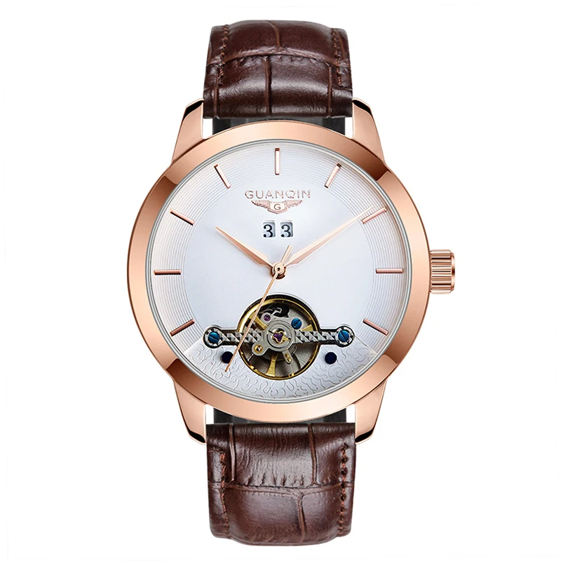 

GUANQIN GJ16029 Watches Men 2017 new Arrival Fashion Luxury Brand Leather Tourbillon Wristwatches automatic Mechanical Watches
