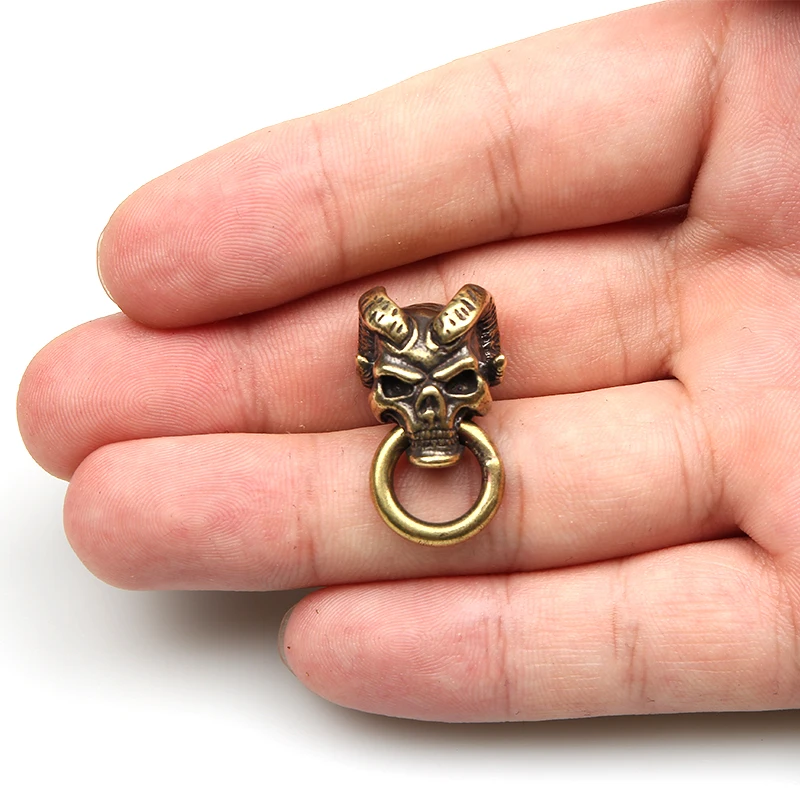 1PC Rams Skull Skeleton Shape Brass Screw Buckle Leather Belt Bracelet Bag Wallet DIY Decorative Accessories Buckle Pendant