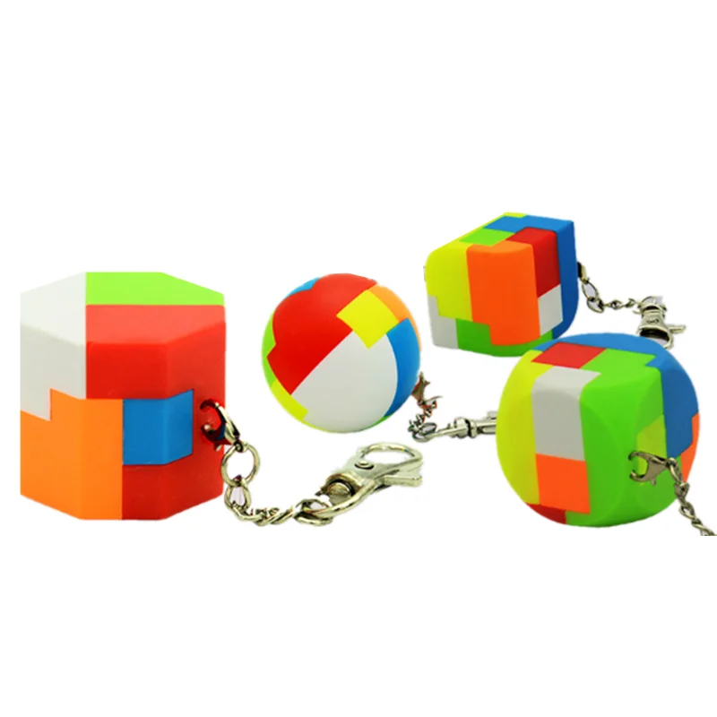 Lefang Geometric Building Blocks Keychain Mini Magic Cube Kong Ming