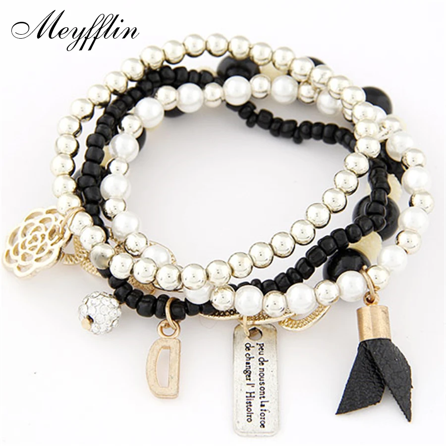

Pulseira Feminina Fashion Bracelets & Bangles Bohemian Multilayer Flower Resin Beads Wrap Bracelet For Women Pulseras bijoux
