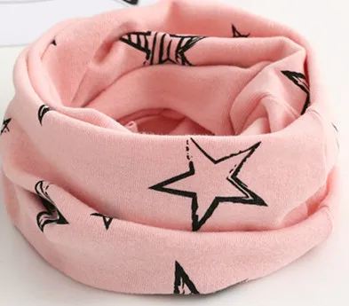 Хлопковый шарф для малышей; круглые осень-зима детские нагрудники Bufandas дети кольцо воротник с мультяшным принтом шейный шарф для девочек, для мальчиков головной убор теплые шейный платок - Цвет: star pink