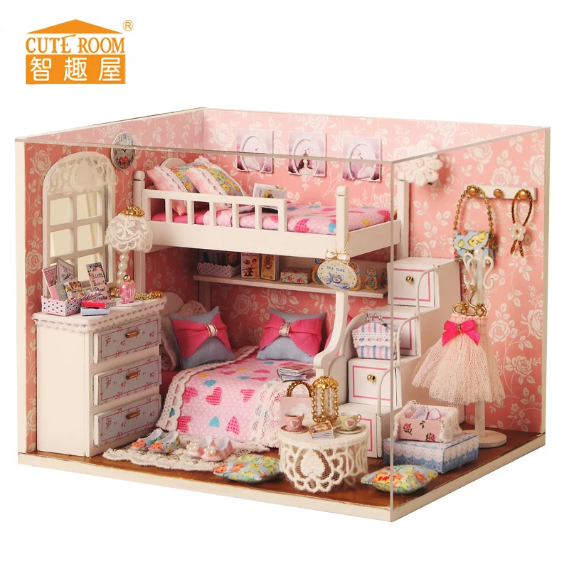 Cute room Handmade Doll House Furniture Miniatura Diy Doll Houses