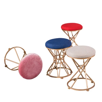 

European fashion wrought iron stool fabric sofa simple creative shoes bench modern net red dressing stool small stool