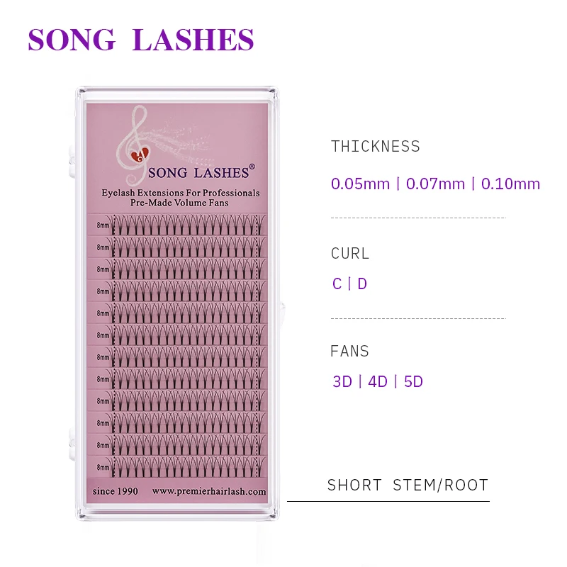 SONG LASHES 0 07 10 мм толщина готовые веер объемные вееры Lashes 3D 4D короткие Стволовые