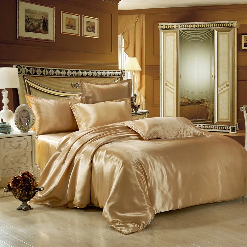 Шелковое постельное белье Mulberry King queen размер Tencel шелковые постельные принадлежности постельное покрывало пододеяльник, простыни льняное покрывало без одеяла
