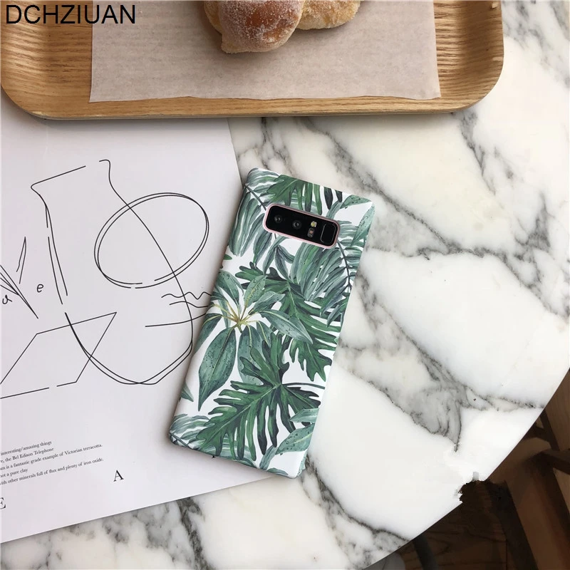 

DCHZIUAN For Samsung Galaxy S10 Plus S10e S10 Case Green Leaf Phone Cases For Samsung S8 S9 Plus NOTE 8 Fashion Hard Cover Coque