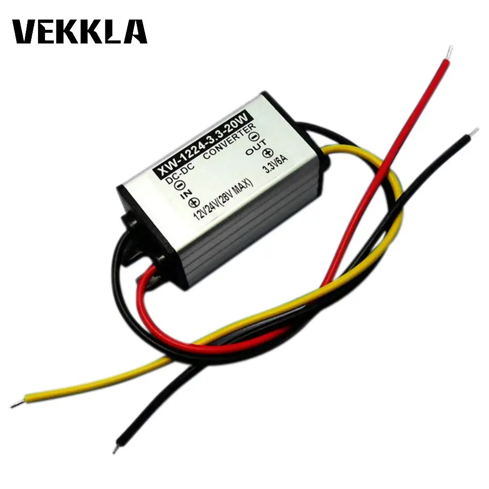 

DC DC Converter 12V (6-28V) To 3.3V 6A 20W Step Down Adapter Power Supply Converter Waterproof Regulator Module