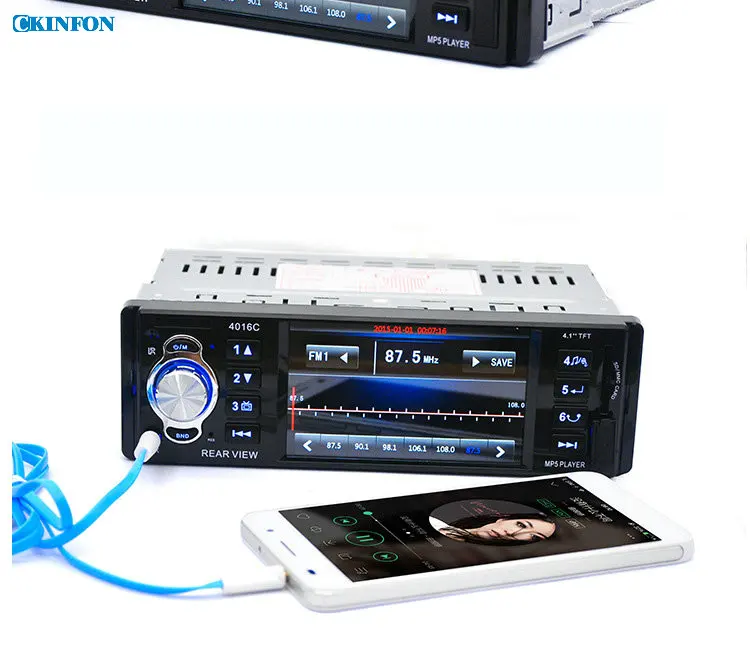 20 шт./лот 4,1 дюймов TFT HD светодиодный экран FM радио 12 В/24 В MP3 MP4 MP5 автомобильный аудио с пультом дистанционного управления AUX/USB порт