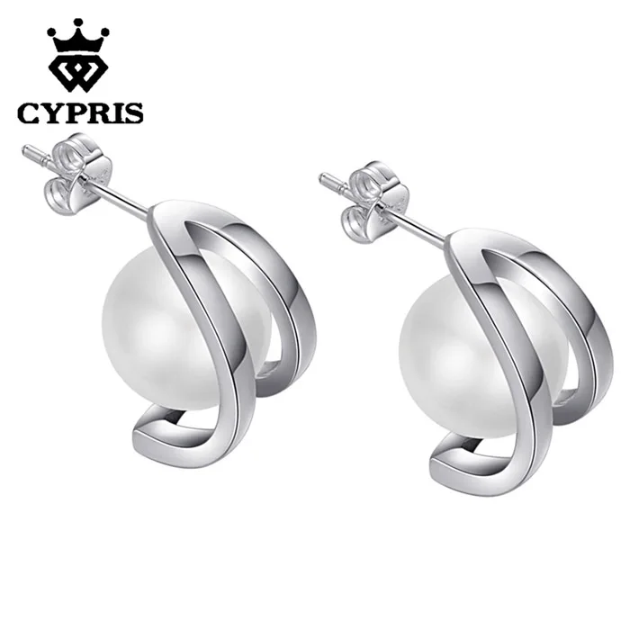 

Super Deal Grace beautiful round elegant Pearl Stud earring Fine Jewelry 14mm Pearl Stud Earrings Women freshwater