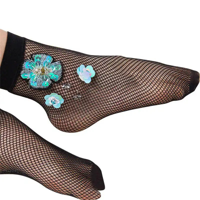 Новый Для женщин носки Chaussettes Femme рюшами ажурные сетки кружева рыбы короткие носки прозрачным в черный enkelsokken dames