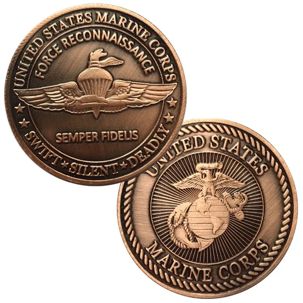 

USMC FORCE RECONNAISSANCE / FORCE RECON Copper Plated Challenge Coin 5011#
