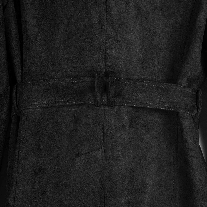 Осенне-зимнее высококачественное модное двубортное длинное пальто из искусственной замши, мужское повседневное пальто с регулируемой талией размера плюс S-6XL