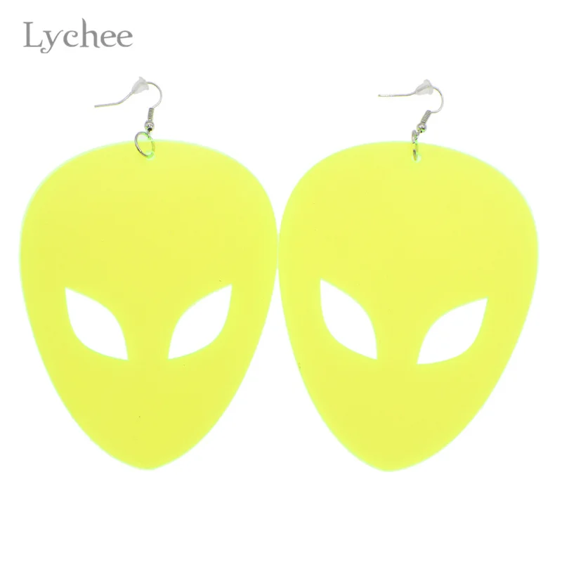 

Lychee 1 pair Acrylic Big Alien Earrings Dangle Earrings Exaggeration Alien Drop Earrings Statement Jewelry for Women