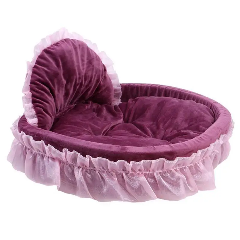 Новая роскошная кружевная кровать для питомца удобная кровать для сна для питомца Принцесса Кошка котенок диван теплый матрас для собаки Красивая круговая кровать для питомца