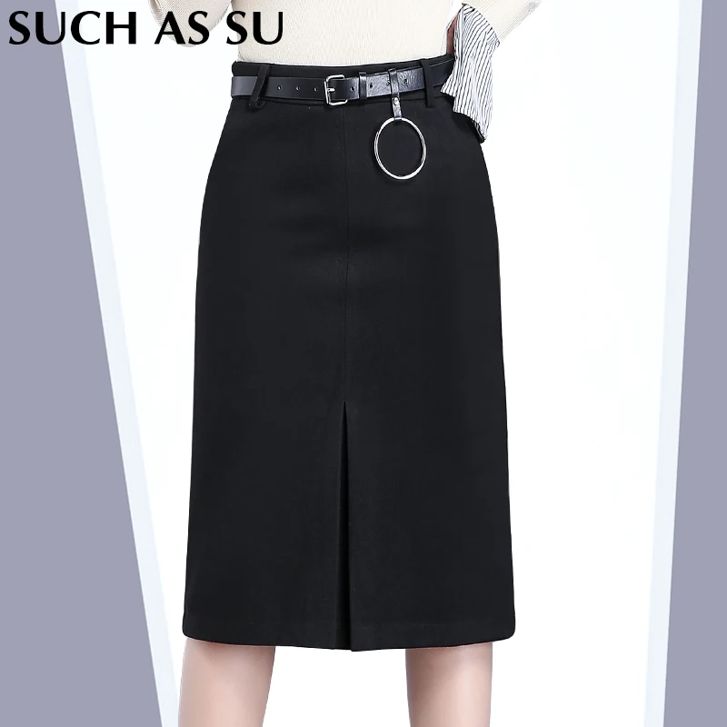 Image Women s Clothing Mid Long Skirt 2016 New High Waist Wool Pencil Skirt Gray Black Brown Patchwork Ladies Slim Winter Wrap Skirt