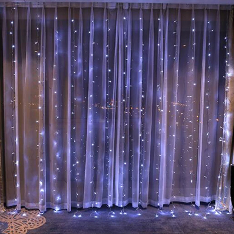 Lamp Night Light 3M x 3M Garland LED Curtain Lcicle String Romantic Curtain Lights Wedding Holiday Christmas Lights String (5)