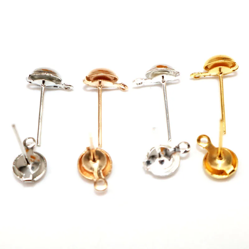 

Wholesale 100pcs Clip On Earring Clasps Hooks Findings With Loop Clasp Earring Pins Round Base Jewelry Findings Components